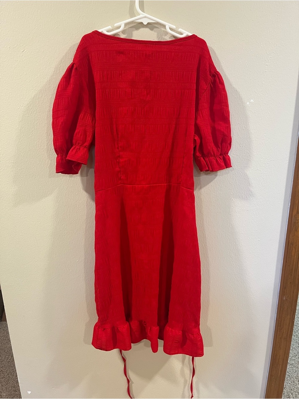 SHEIN Red Textured Wrap Dress - Small - Picture 2 of 7